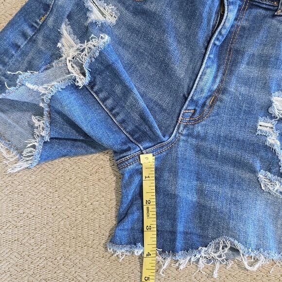 American Eagle Hi Rise Shortie Super Stretch Distressed Jean Shorts - Size 10 - Picture 8 of 12